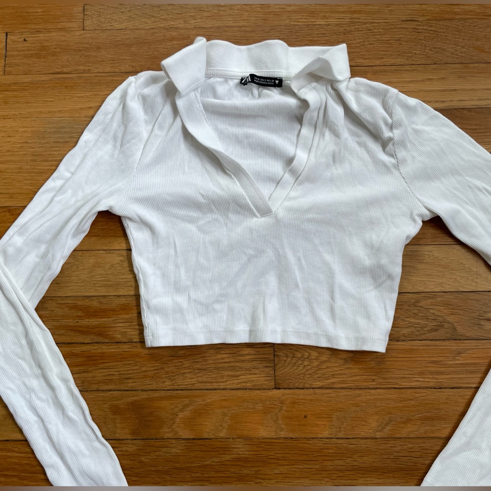 zara collared white long sleeve
